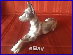 Lladro 1068 White Gray Great Dane Dog Puppy Mint Retired Porcelain Figurine Rare