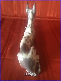 Lladro 1068 White Gray Great Dane Dog Puppy Mint Retired Porcelain Figurine Rare