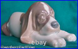 Lladro #1072 Beagle Sleeping Puppy Dog Porcelain Figurine Mint Condition
