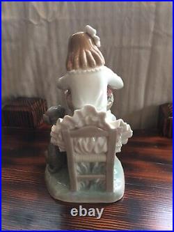 Lladro #1088 Girl With Flowers & Dog Porcelain Figurine Sculpture Glazed