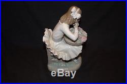 Lladro #1088 Girl with Flowers and Dog. Glossy. No box