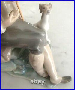 Lladro 1094 Beggar shepherd with begging puppy dog, new staff MIB, RV$685