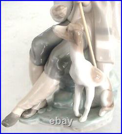 Lladro 1094 Beggar shepherd with begging puppy dog, new staff MIB, RV$685