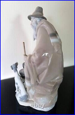 Lladro 1094 Old Shepherd with begging puppy dog. Pristine, no original box