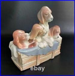 Lladro 1121 PUPS IN BOX dogs, retired 1978 9 inch