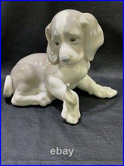 Lladro 1139 Beagle Puppy Dog and Snail on Paw Porcelain Figurine