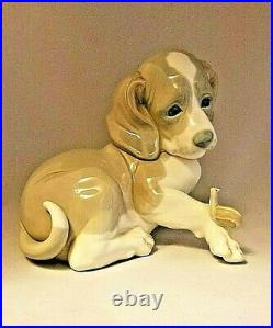 Lladro 1139 Dog and Snail Hard to Find Beagle Puppy MWOB