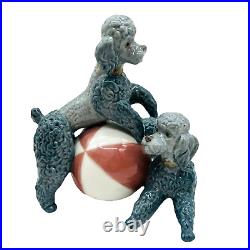 Lladro #1258 Poodles Playing with Beachball Playful Dogs Gloss Finish RETIRED