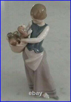 Lladro 1311 Girl with Puppies girl w little dogs on her hip EUC with orig. Box