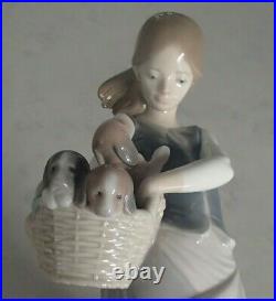 Lladro 1311 Girl with Puppies girl w little dogs on her hip MWOB, RV$435