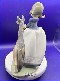 Lladro 1533 Figurine Not so Fast Girl Walking German Shepherd Dog Retired