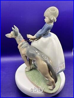 Lladro 1533 Figurine Not so Fast Girl Walking German Shepherd Dog Retired