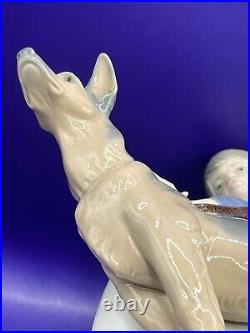 Lladro 1533 Figurine Not so Fast Girl Walking German Shepherd Dog Retired