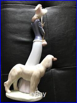 Lladro # 1537 Stepping Out Woman withAfghan Dog 1987 without box