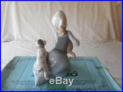 Lladro 1974 LITTLE FRISKIES Dog And Cat Girl Figurine #5032 With Box