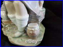 Lladro 1977 Signed Young Girl Nun With A Dog Scotty Westie Sitting Lantern RARE