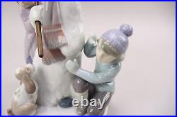 Lladro 1989 The Snowman #5713 Girl, Boy & Dog Porcelain Figure Retired