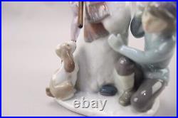 Lladro 1989 The Snowman #5713 Girl, Boy & Dog Porcelain Figure Retired