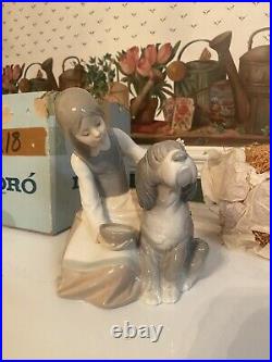 Lladro 2 No. 0 1334 Chow Time -Original Box-RETIRED-Mint Condition