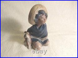 Lladro # 2167 Retired Fernando Gres Finish Boy With Dog Mint