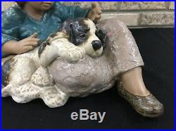 Lladro 2207 What A Day Farmer Girl With Dog Porcelain Statue Matte Rare Retired