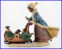 Lladro 2234M Playful Push Lladro Winter Eskimo Dogs Sleigh w Box