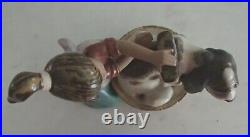 Lladro 2273 Bashful Bather girl washing basset dog in tub GRES MWOB, RV$300