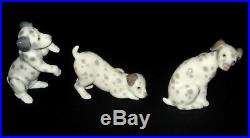 Lladro 3 Dalmatian Dogs Retired Porcelain Figurines Coll. # 1260-61-62 Mint