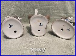 Lladro 3 Dog Set w Bongos & Guitar RARE Vintage Retired Near Mint Figurine Nice