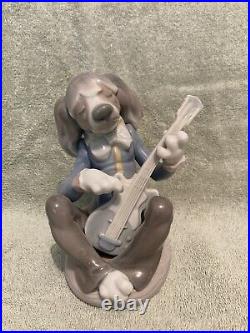 Lladro 3 Dog Set w Bongos & Guitar RARE Vintage Retired Near Mint Figurine Nice