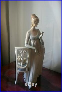 Lladro #4719 Lady Empire 19 inches, Woman by Dog In Chair