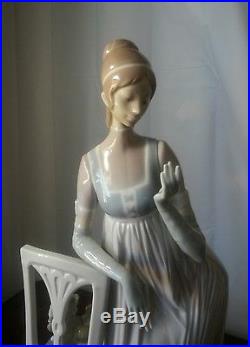 Lladro #4719 Lady Empire 19 inches, Woman by Dog In Chair