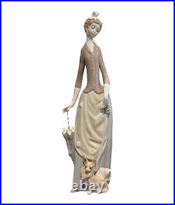 Lladro #4761 Woman With Dog Porcelain FigurineVintageDogUmbrellaSpain