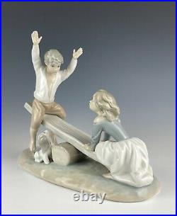 Lladro 4867 Seesaw Boy & Girl Playing With Dog Mint Condition No Box