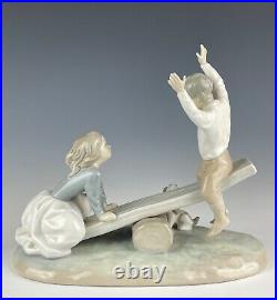 Lladro 4867 Seesaw Boy & Girl Playing With Dog Mint Condition No Box