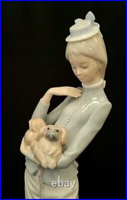 Lladró #4893 Lady Figurine 14.5 Tall A Walk with the Dog Retired! Mint