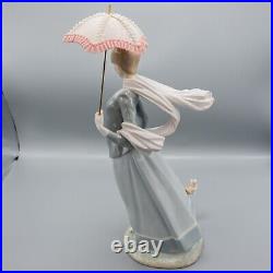 Lladro 4914 Lady with Shawl Woman Dog Parasol Umbrella Figurine FREE USA SHIP