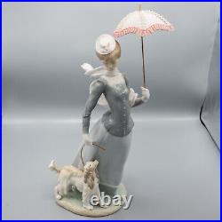 Lladro 4914 Lady with Shawl Woman Dog Parasol Umbrella Figurine FREE USA SHIP