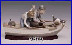 Lladro #5215 Fishing With Gramps Figurine -Mint! With Orig Base -Boy Boat Dog