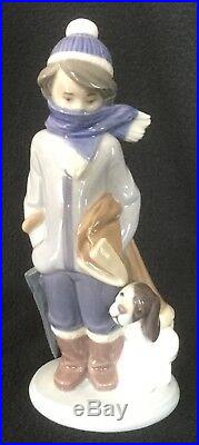 Lladro #5220 Boy And Dog In Winter. Brand New