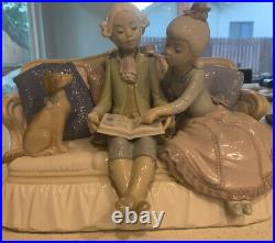 Lladro #5229 Story Time Brand Girl Boy Couch Dog Rare! Retired! Free Shipping