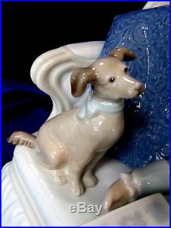 Lladro #5229 Story Time Brand Nib Girl Boy Couch Dog Rare $450 Off Free Shipping