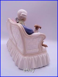 Lladro 5229 Storytime Rare HTF Girl & Boy Read on a Couch with Dog Retired No Box