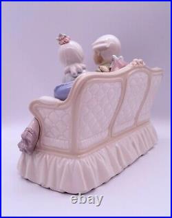 Lladro 5229 Storytime Rare HTF Girl & Boy Read on a Couch with Dog Retired No Box