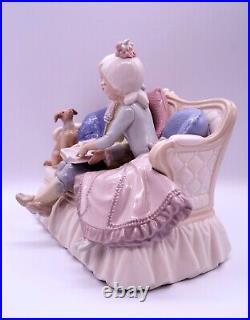 Lladro 5229 Storytime Rare HTF Girl & Boy Read on a Couch with Dog Retired No Box