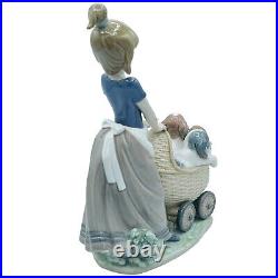 Lladro 5364 Litter of Fun Girl With Puppies In Pram Stroller Figurine NO BOX