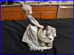 Lladro 5364 Litter of Fun Spain Porcelain Figurine Puppies in Stroller No Box