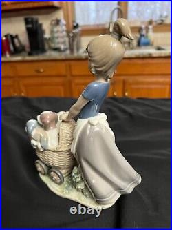 Lladro 5364 Litter of Fun Spain Porcelain Figurine Puppies in Stroller No Box