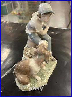 Lladro #5376 This One mine Boy with mother dog mint
