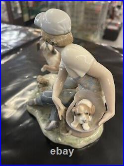Lladro #5376 This One mine Boy with mother dog mint